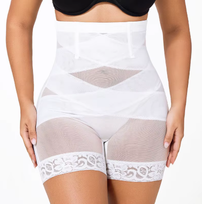 High Waist Double Cross Tummy Control Mid-thigh Short